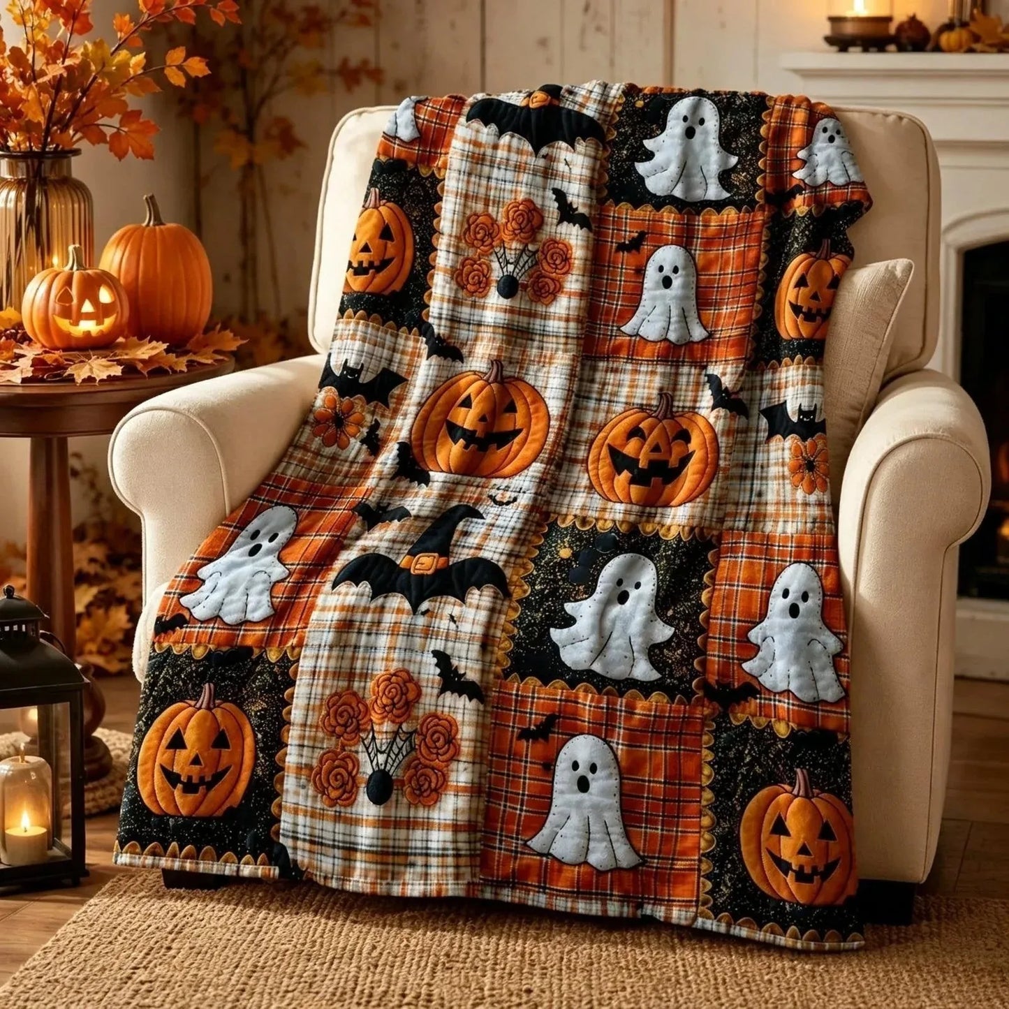 Halloween Pumpkin Flannel Throw Blanket – product image 3