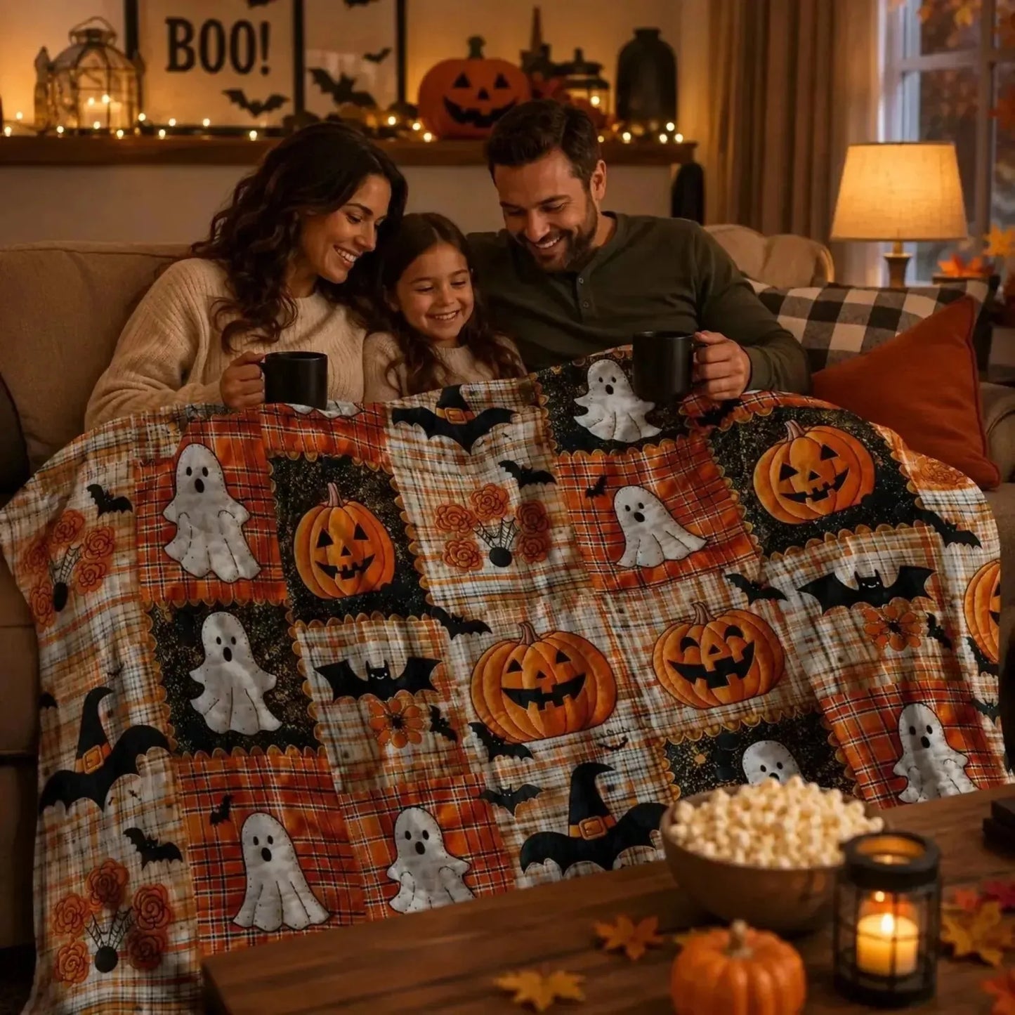 Halloween Pumpkin Flannel Throw Blanket – product image 5