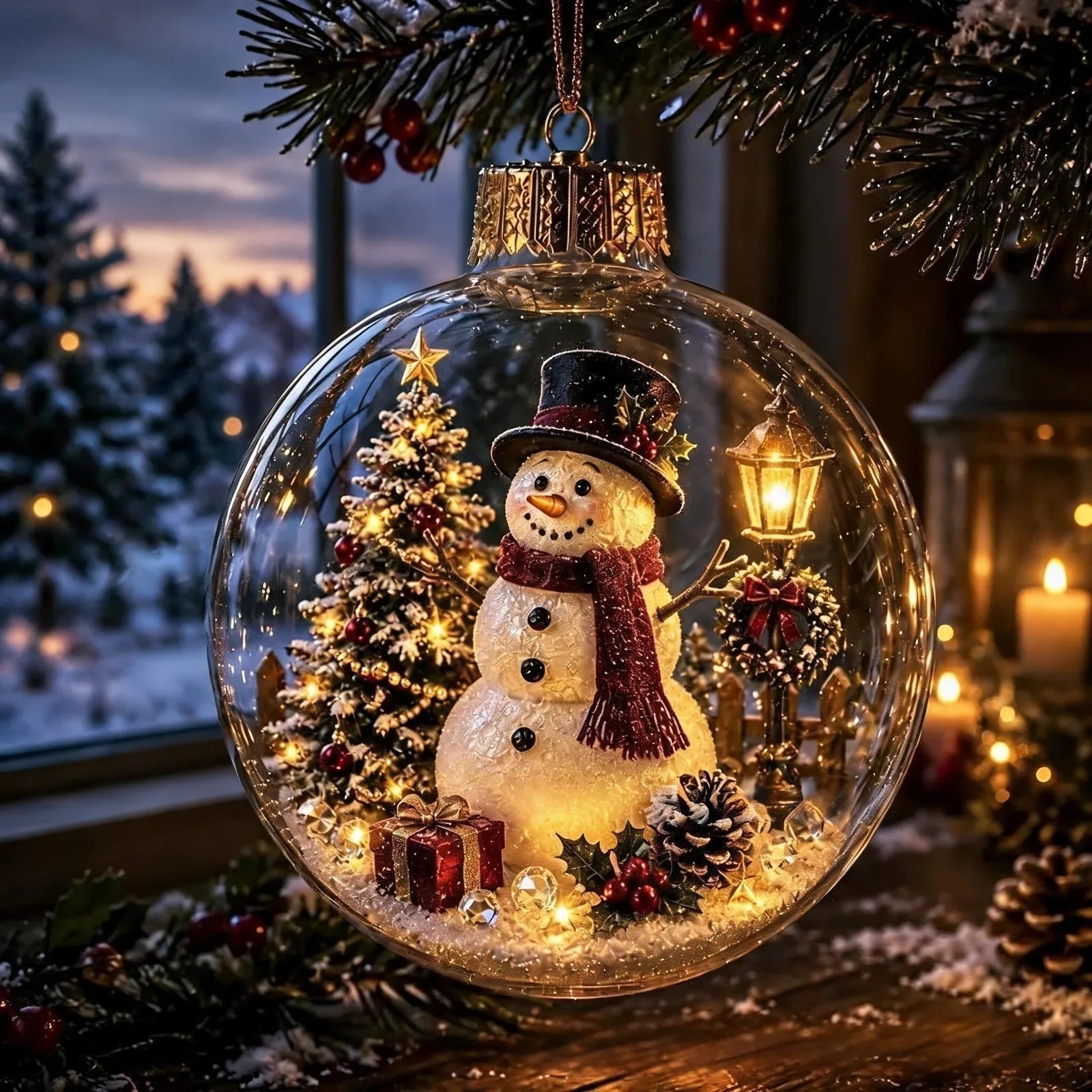 Lighted Christmas Diorama Globe Ornament