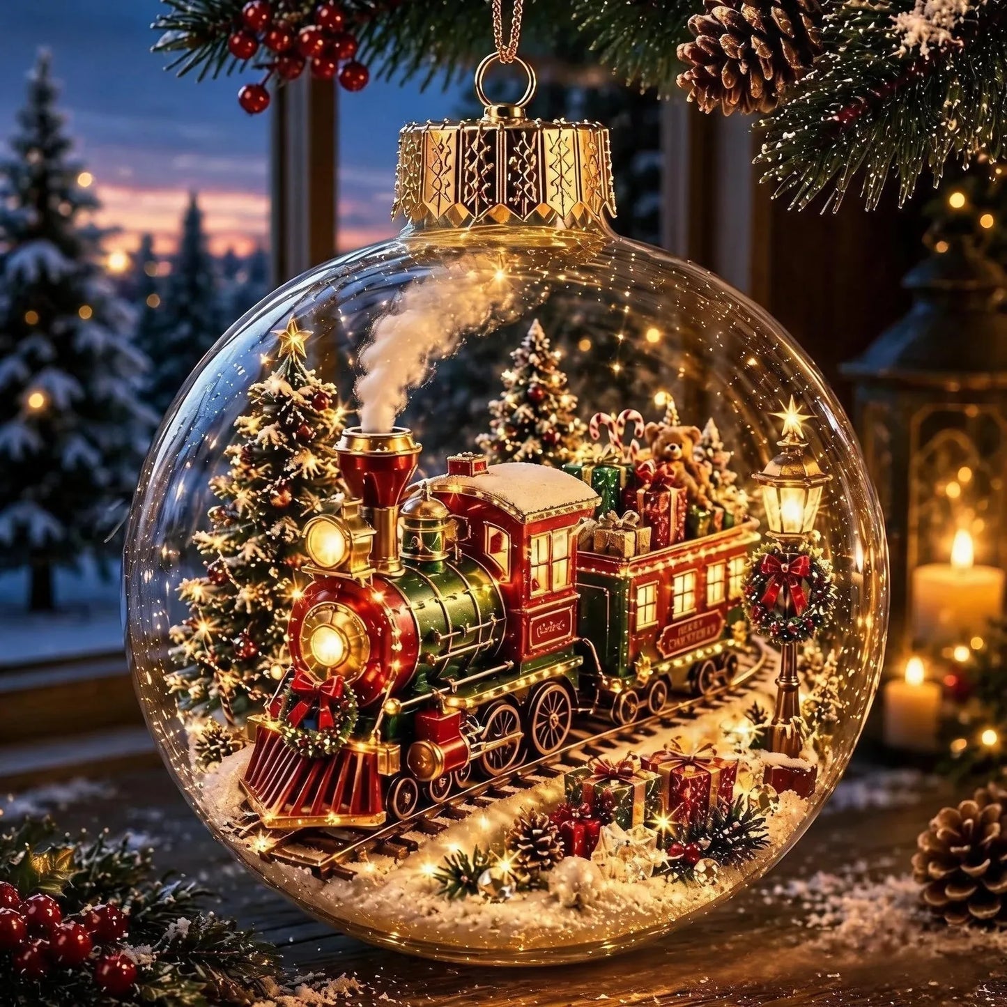 Lighted Christmas Diorama Globe Ornament