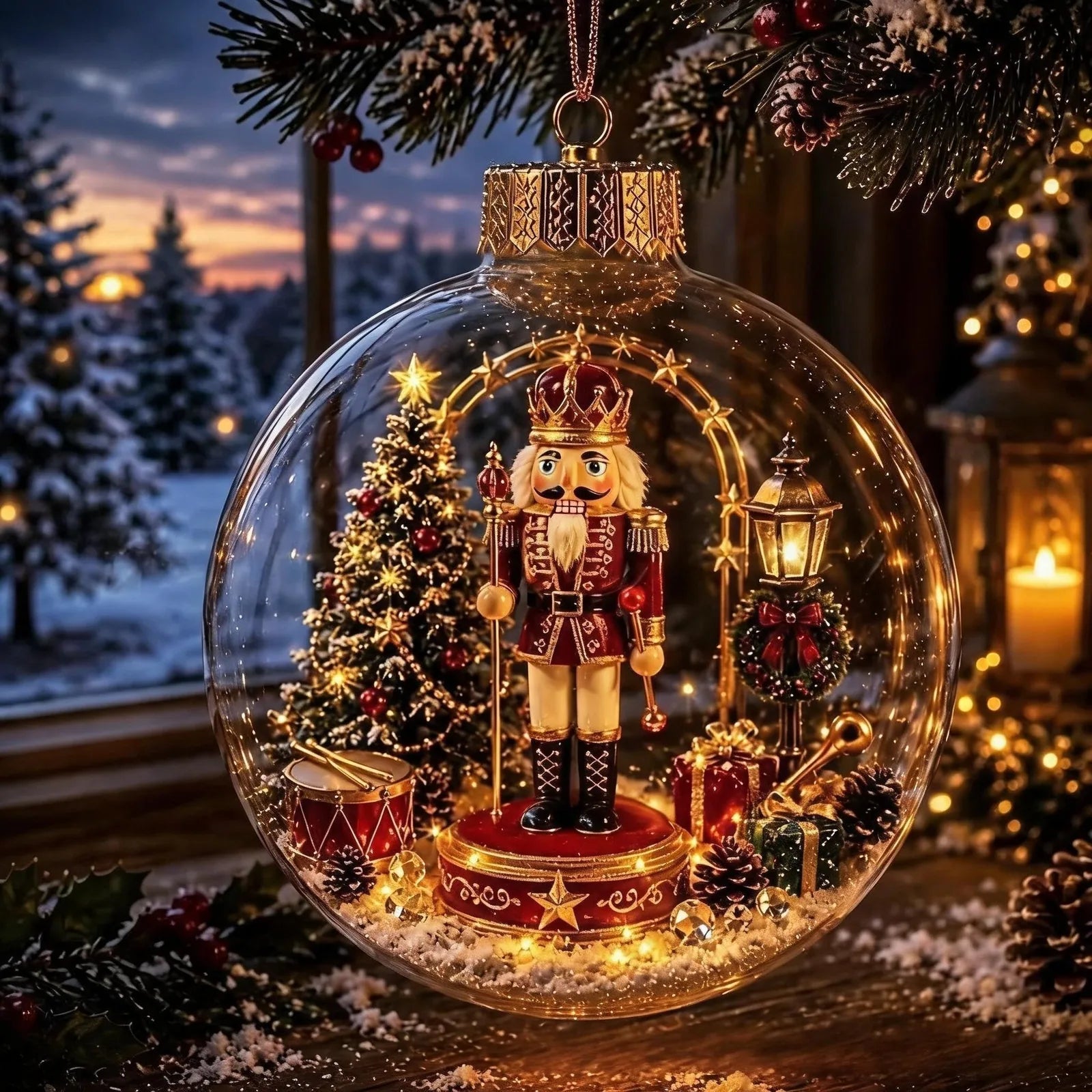 Lighted Christmas Diorama Globe Ornament