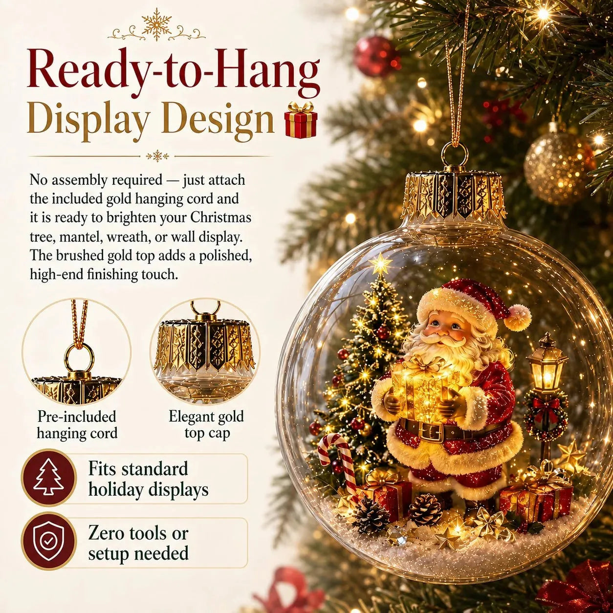 Lighted Christmas Diorama Globe Ornament – product image 1