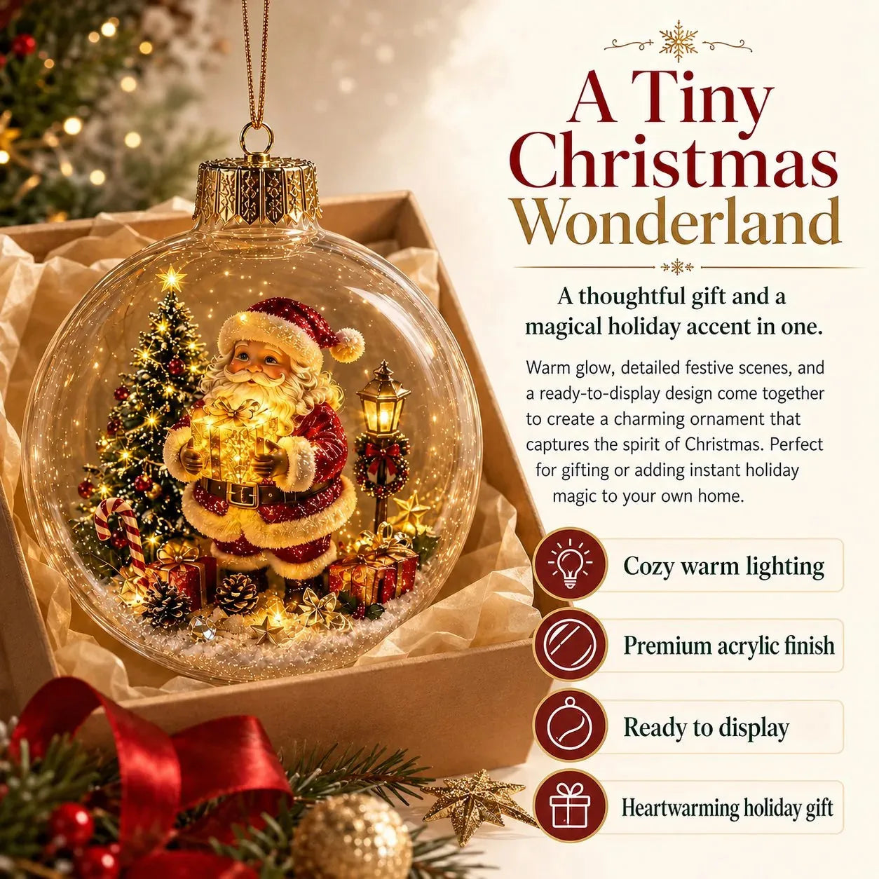 Lighted Christmas Diorama Globe Ornament – product image 2