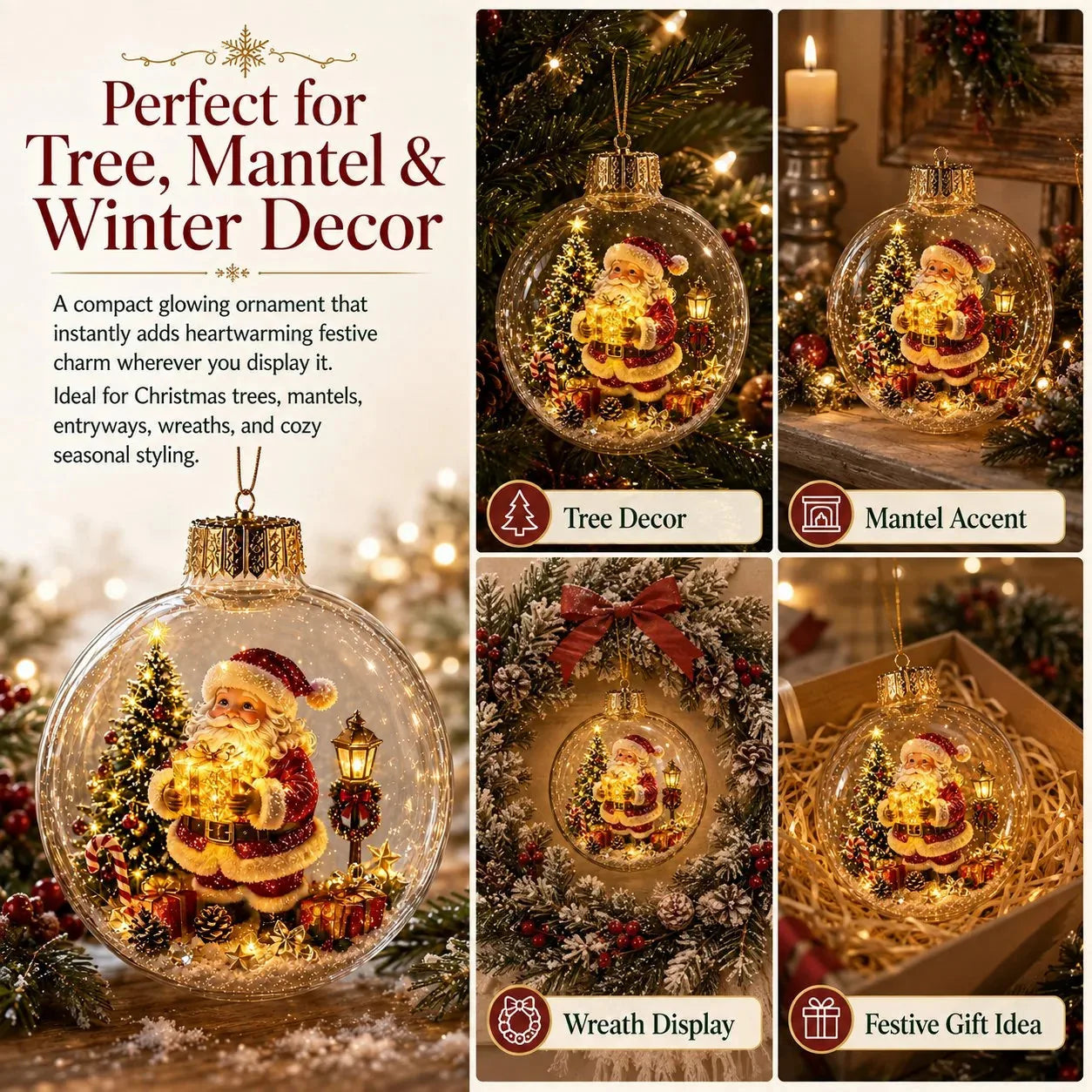 Lighted Christmas Diorama Globe Ornament – product image 3