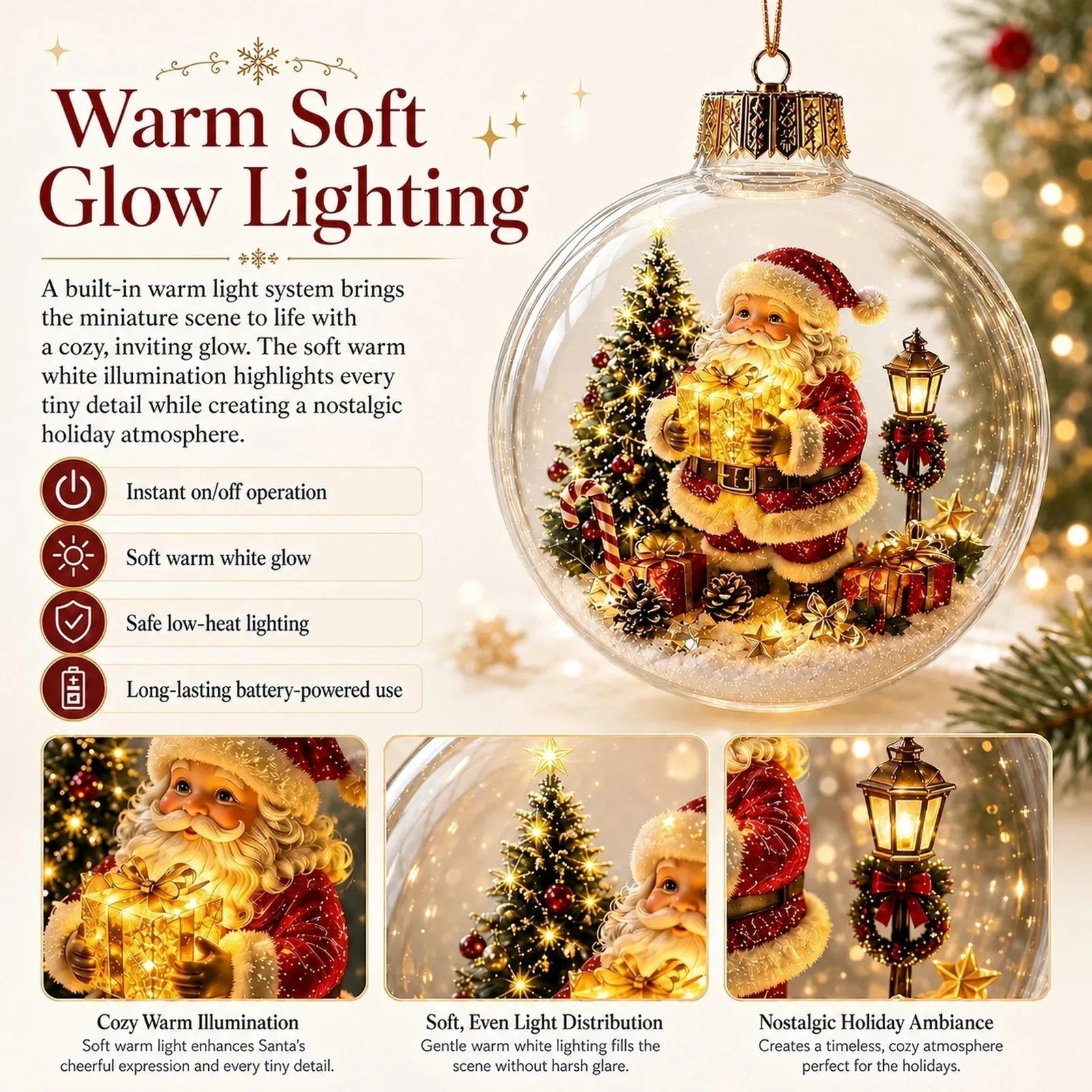 Lighted Christmas Diorama Globe Ornament – product image 6