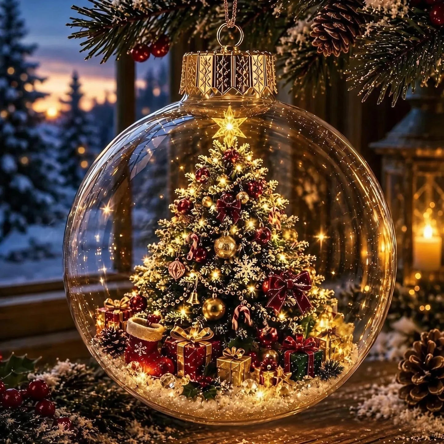 Lighted Christmas Diorama Globe Ornament – product image 8