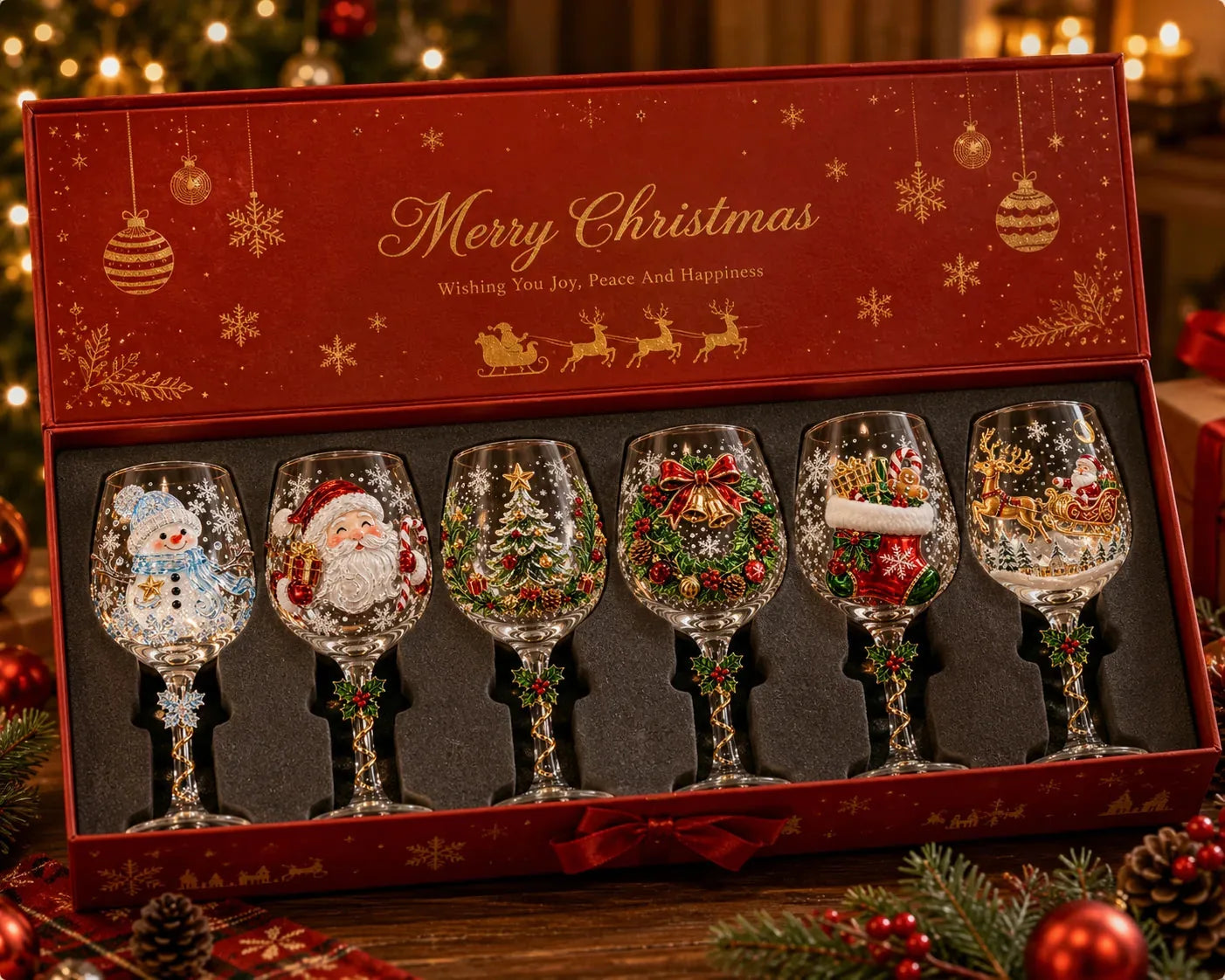Handcrafted 3D Christmas Wine Glass Collection – product image 3