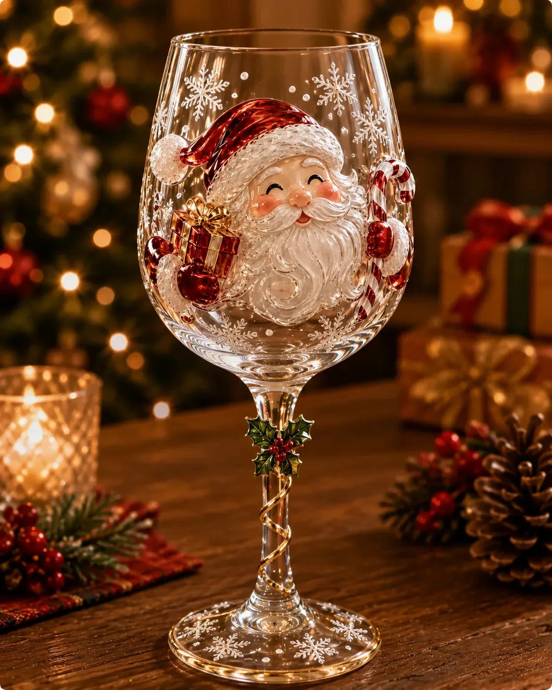 Handcrafted 3D Christmas Wine Glass Collection – product image 5