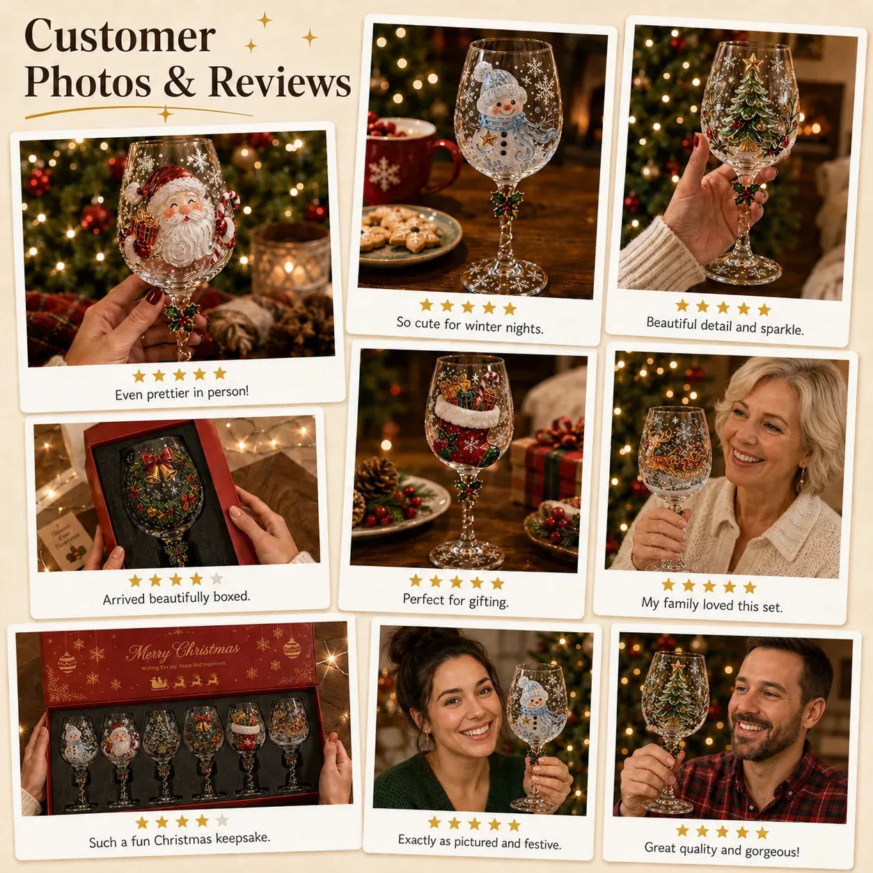 Handcrafted 3D Christmas Wine Glass Collection – product image 6