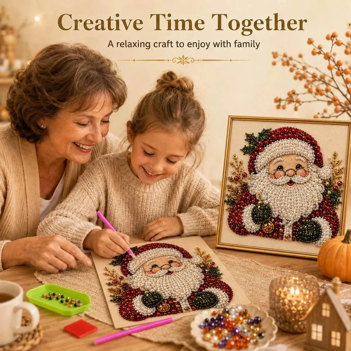 Christmas Pearl Diamond Art Kit with 20 cm Frame – product image 2
