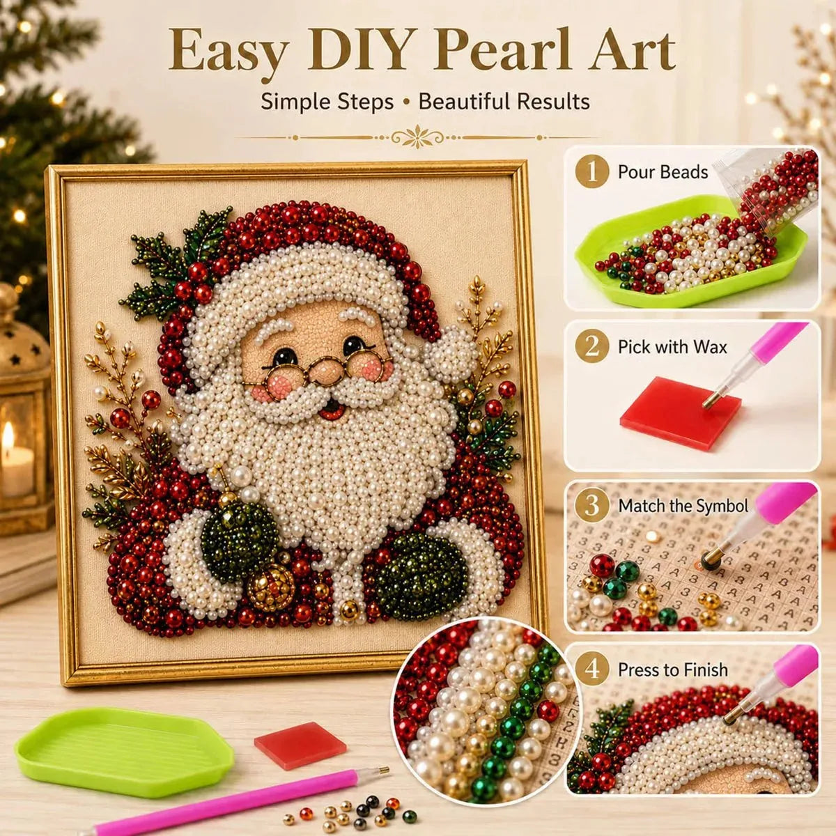 Christmas Pearl Diamond Art Kit with 20 cm Frame – product image 4