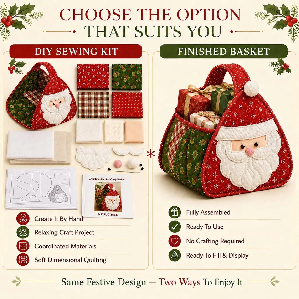 Christmas Character Quilted Carry Basket DIY Kit – product image 4