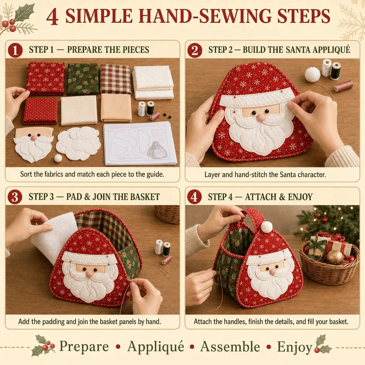 Christmas Character Quilted Carry Basket DIY Kit – product image 8