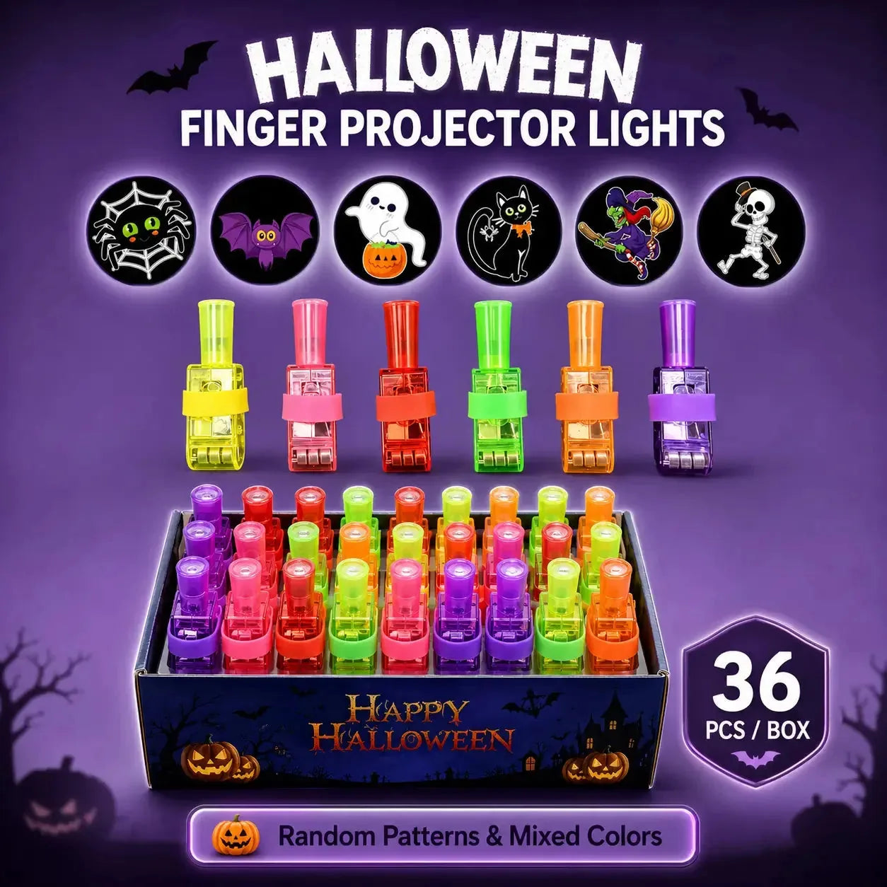 Halloween LED Finger Projector Rings – 20-Piece Party Set – product image 7