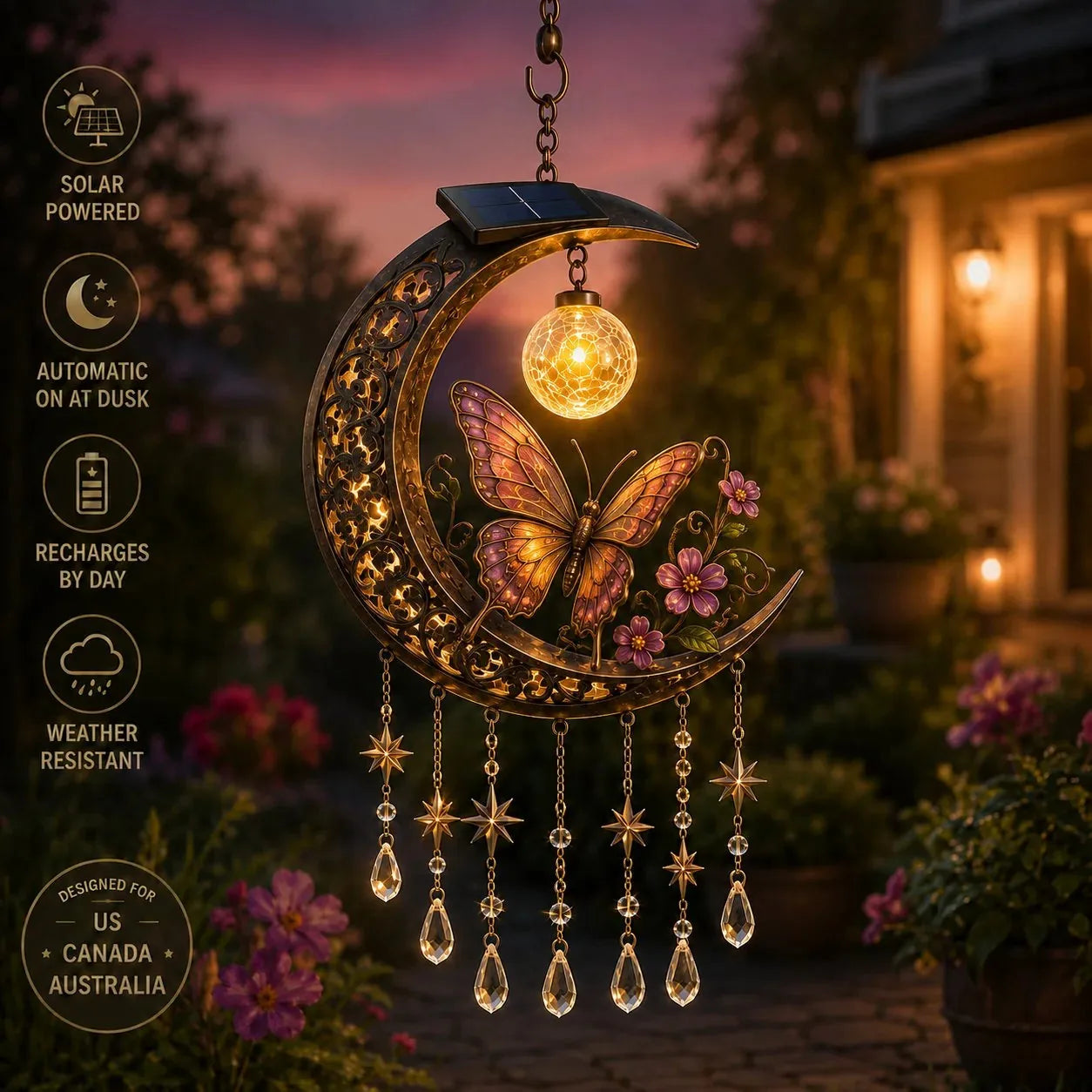 Solar Moonlight Wind Chime Garden Light – 30 cm – product image 2
