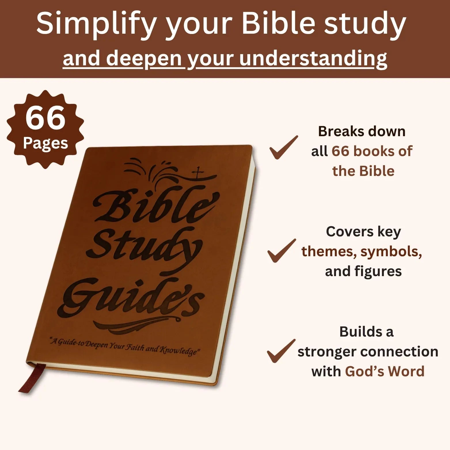 66-Page Women’s Bible Study Guided Journal – Brown – product image 1
