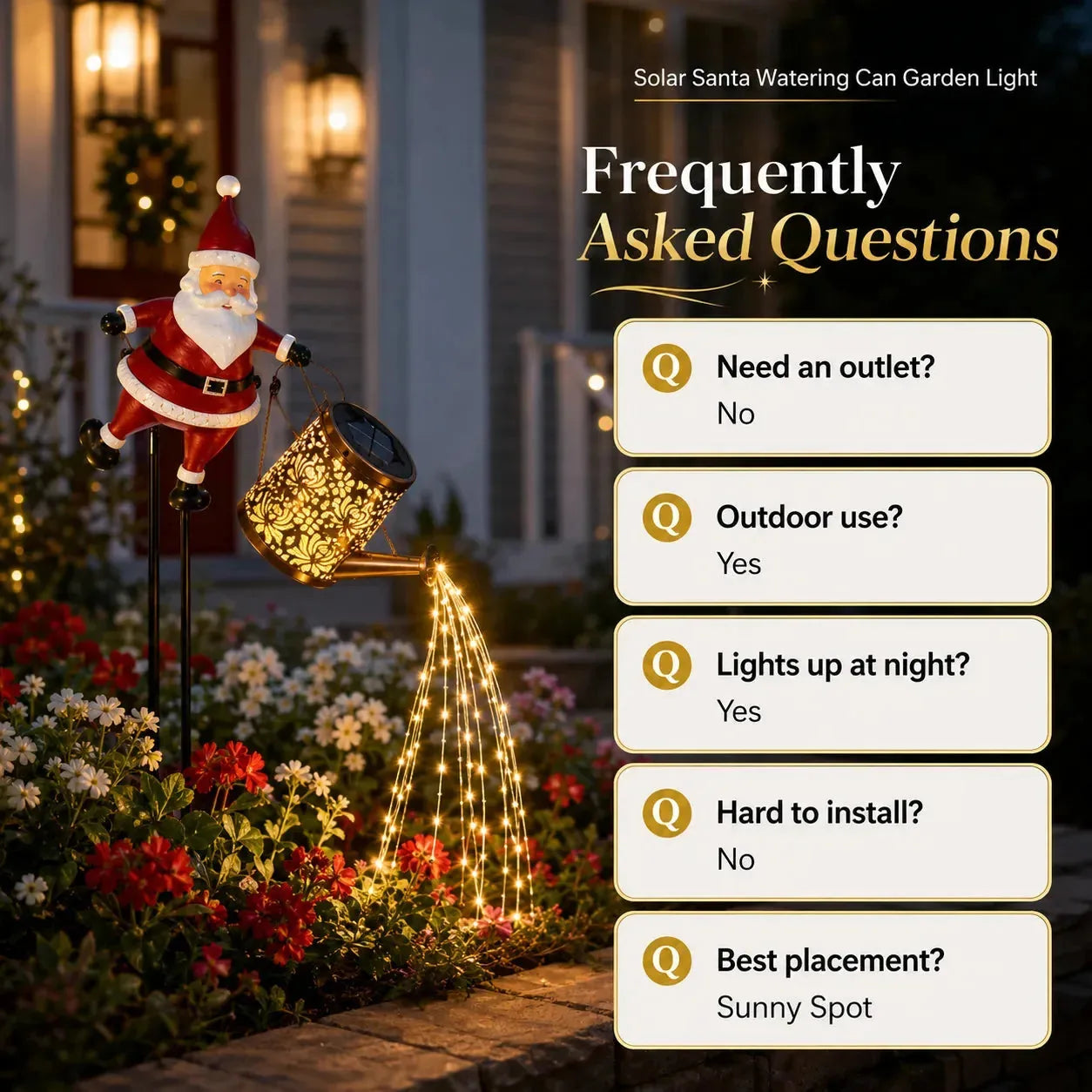 Solar Santa Watering Can Christmas Garden Light – product image 1