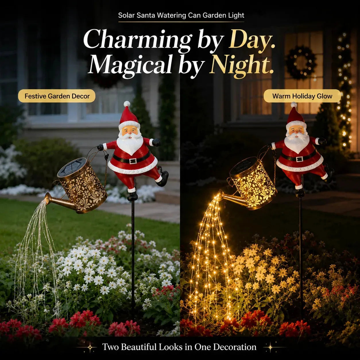Solar Santa Watering Can Christmas Garden Light – product image 6