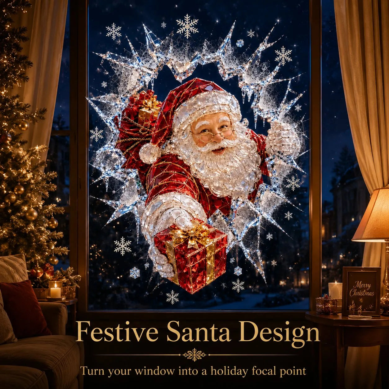 Crystal Christmas Window Decal – 8 Festive Designs – product image 2