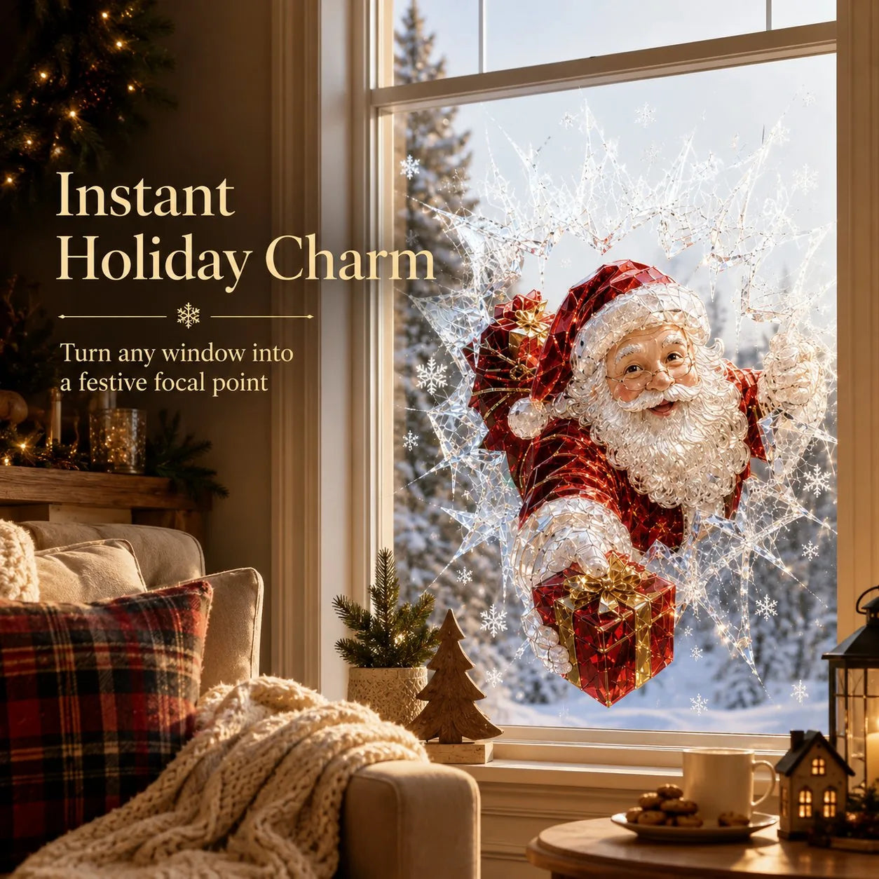 Crystal Christmas Window Decal – 8 Festive Designs – product image 3