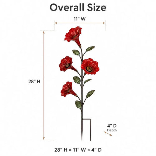Red Trumpet Flower Hummingbird Feeder Garden Stake – product image 1