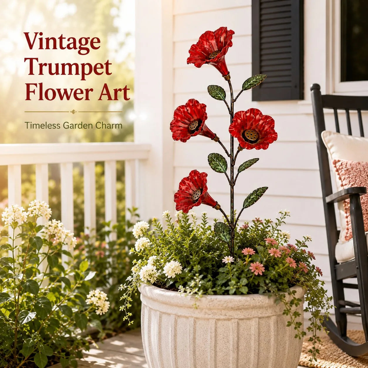 Red Trumpet Flower Hummingbird Feeder Garden Stake – product image 6