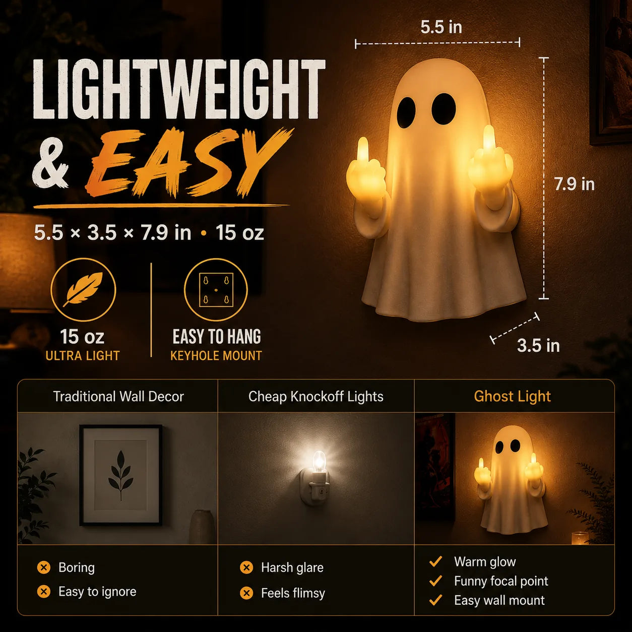 Middle-Finger Ghost LED Halloween Ambient Light – product image 7