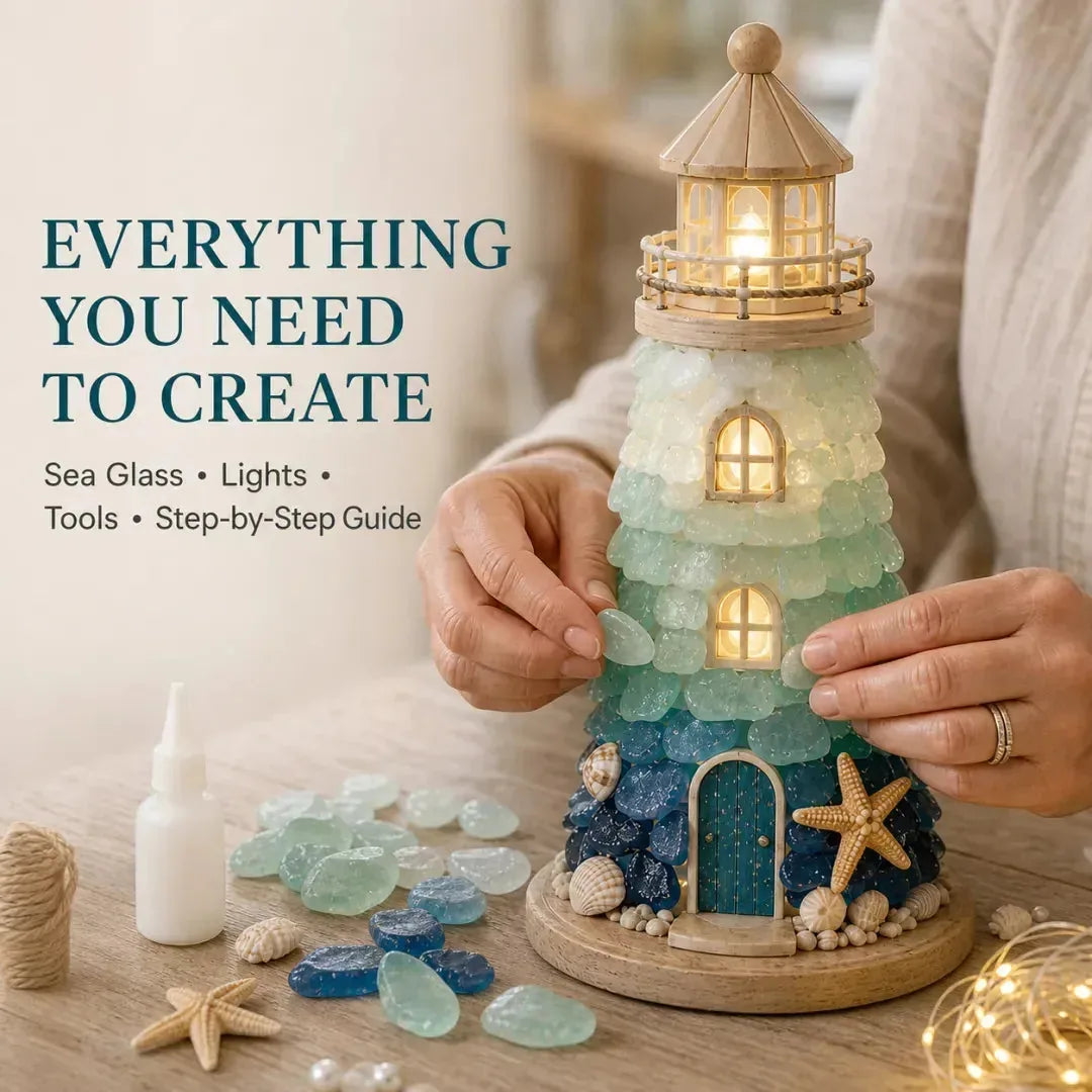 DIY Light-Up Sea Glass Lighthouse Craft Kit – 15 Designs – product image 2