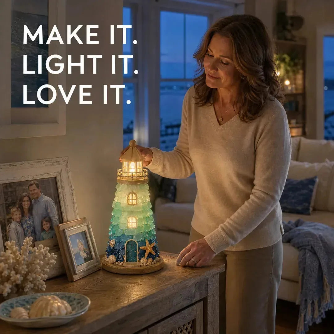 DIY Light-Up Sea Glass Lighthouse Craft Kit – 15 Designs – product image 3
