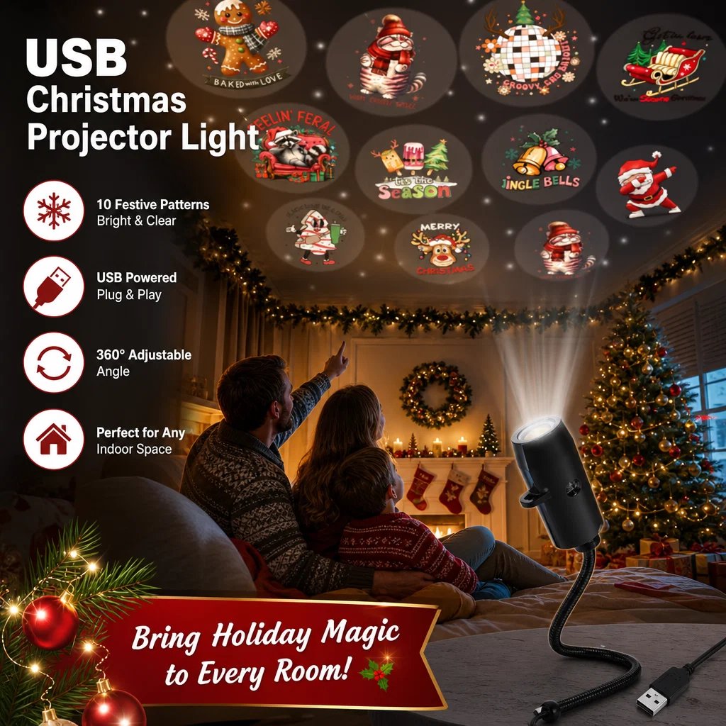 Plug-and-Play Christmas Projector with 10 Festive Scenes – image 4
