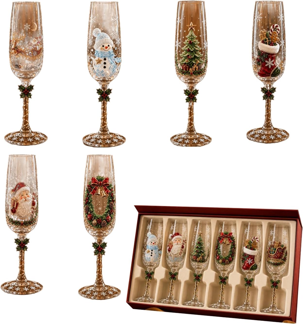 Christmas 3D Champagne Glass Collection – image 2