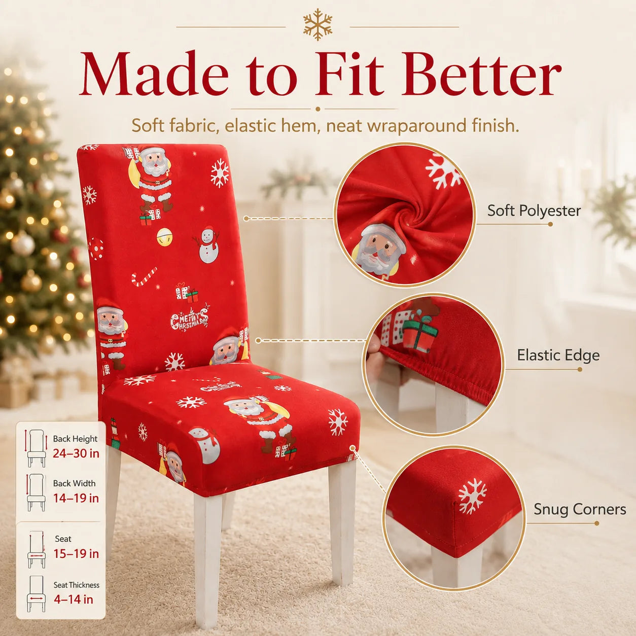 Christmas Stretch Dining Chair Cover – 6 Festive Designs – product image 2