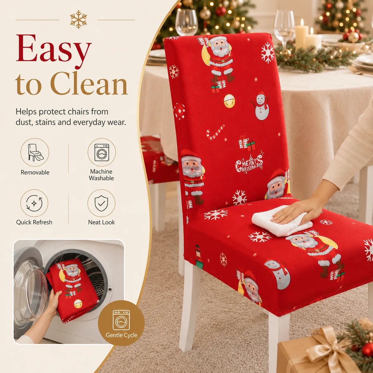 Christmas Stretch Dining Chair Cover – 6 Festive Designs – product image 5