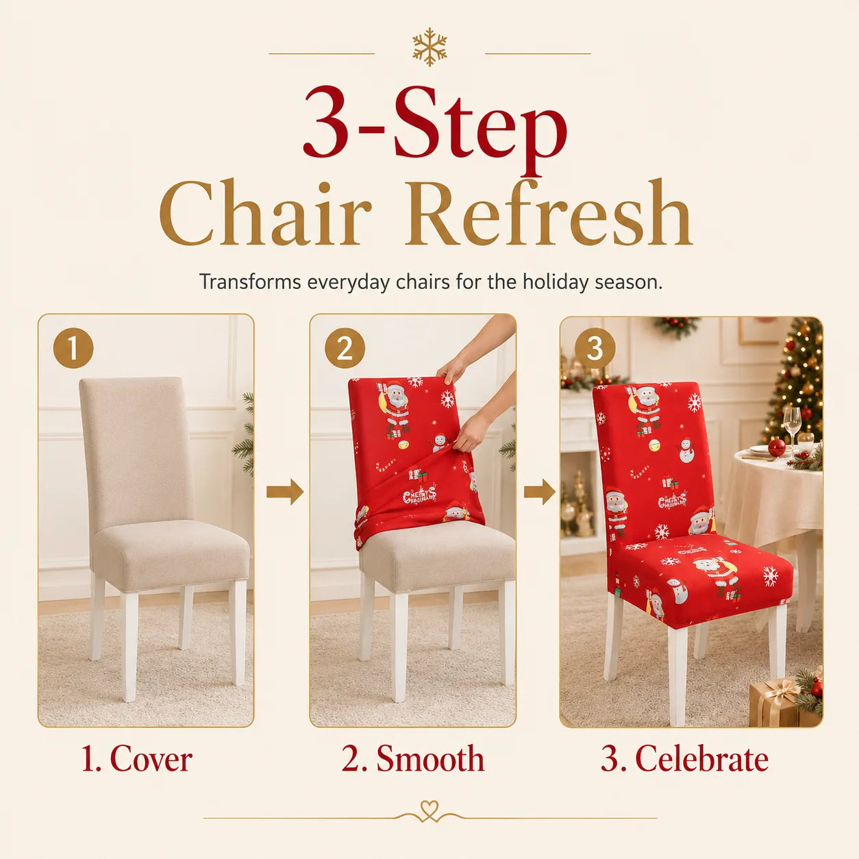 Christmas Stretch Dining Chair Cover – 6 Festive Designs – product image 6