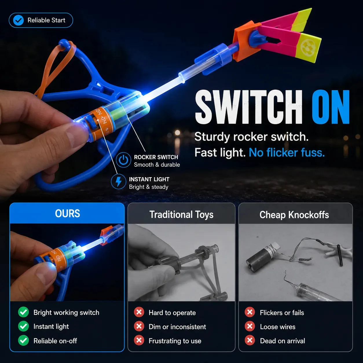 LED Slingshot Helicopter Flyers – 10-Piece Night Set – product image 3