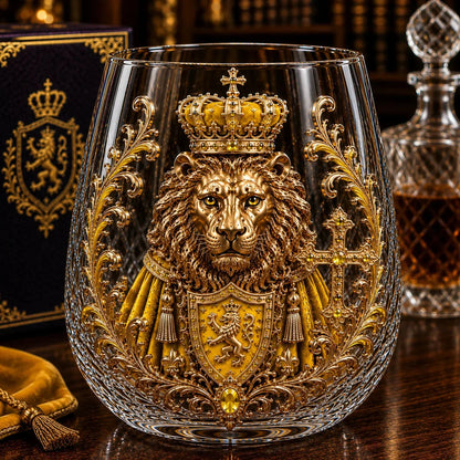 3D Crowned Lion Crystal Whiskey Glass – product image 5