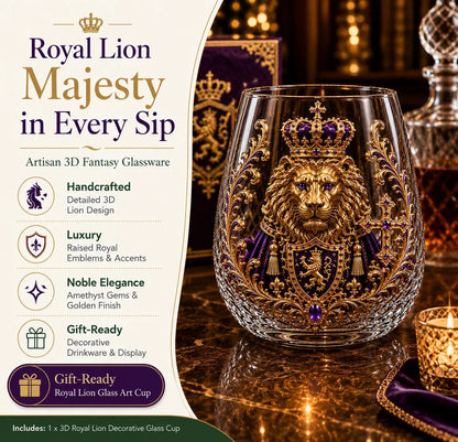 3D Crowned Lion Crystal Whiskey Glass – product image 6