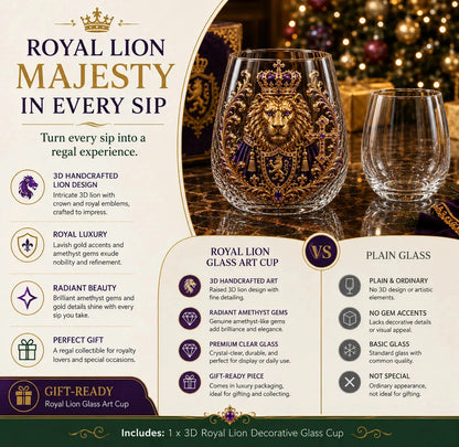 3D Crowned Lion Crystal Whiskey Glass – product image 8