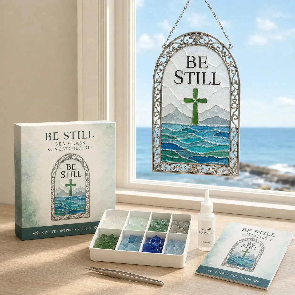 DIY Scripture Sea Glass Suncatcher Kit – 6 Designs – product image 1