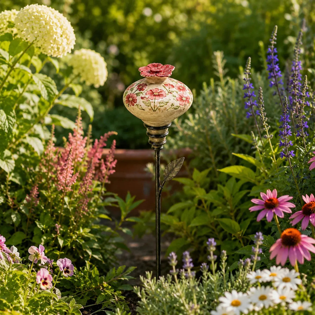 Vintage Ceramic Hummingbird Feeder Garden Stake – product image 2