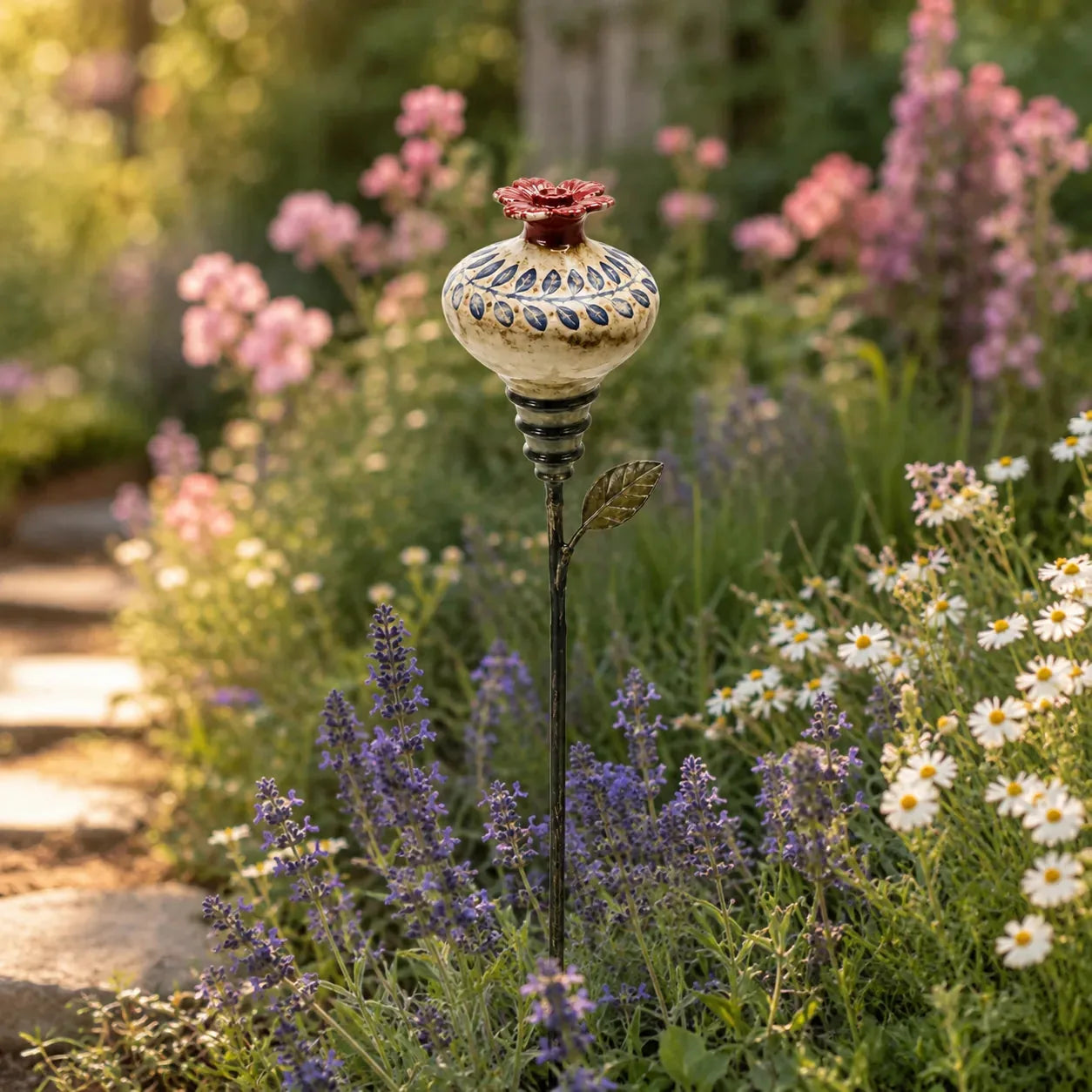 Vintage Ceramic Hummingbird Feeder Garden Stake – product image 6