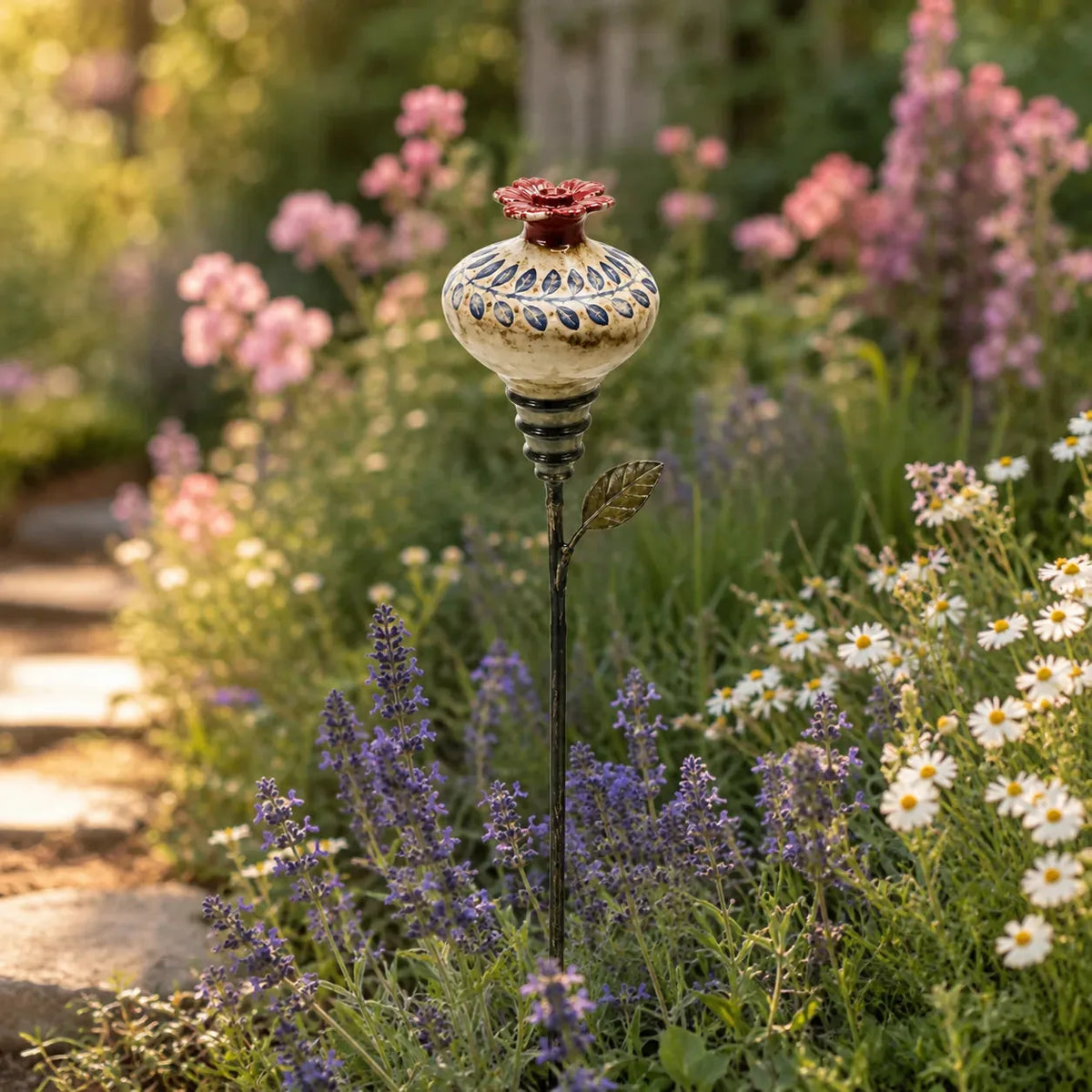 Vintage Ceramic Hummingbird Feeder Garden Stake – product image 6