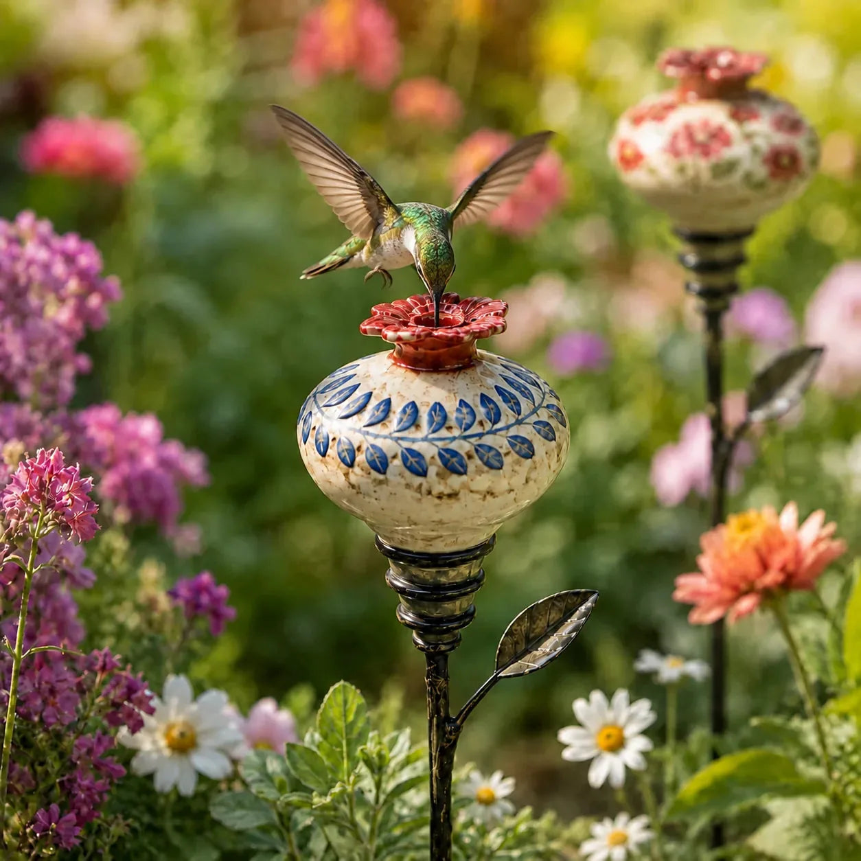 Vintage Ceramic Hummingbird Feeder Garden Stake – product image 8