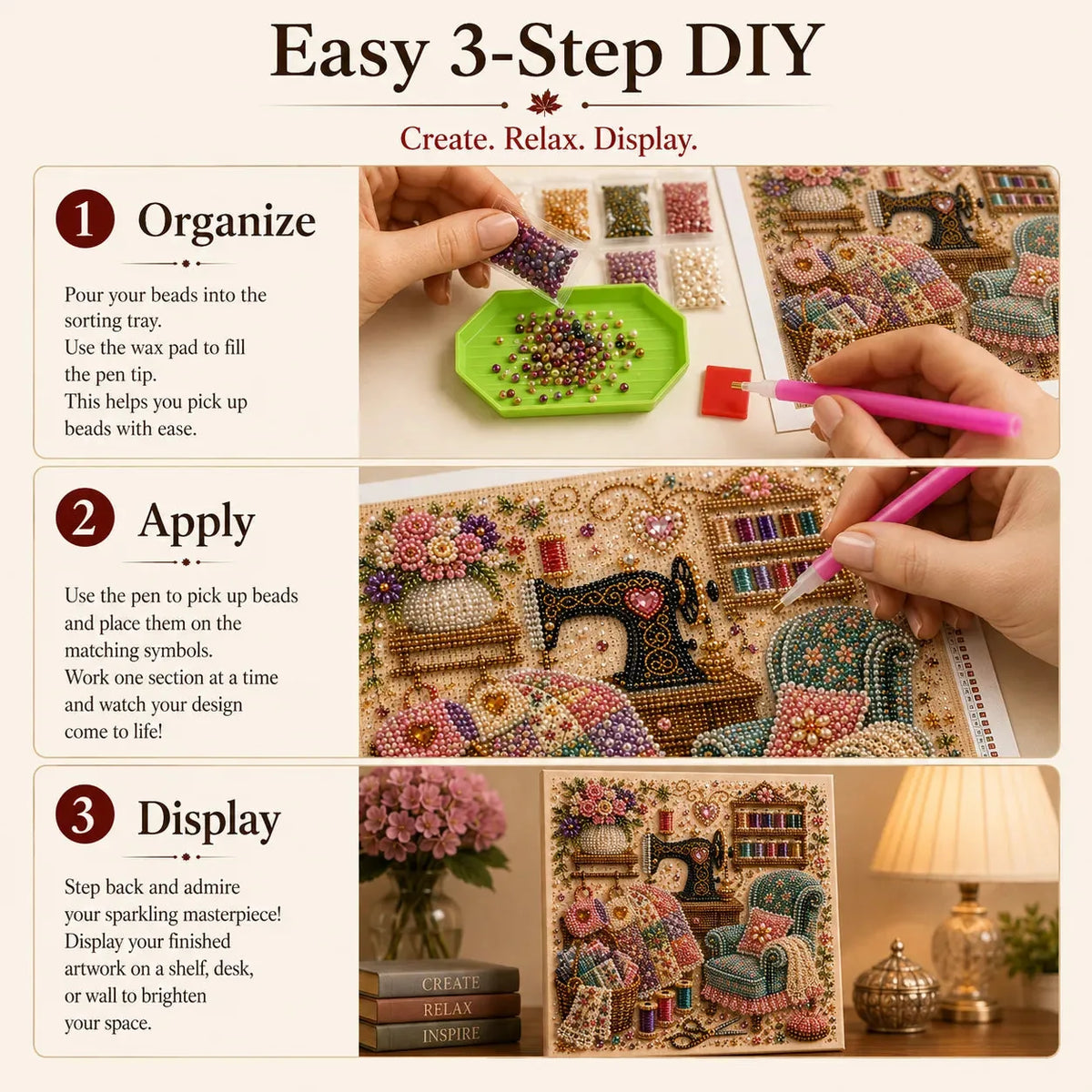 Cozy Hobby Room Diamond Painting Kit – 6 Designs – product image 1