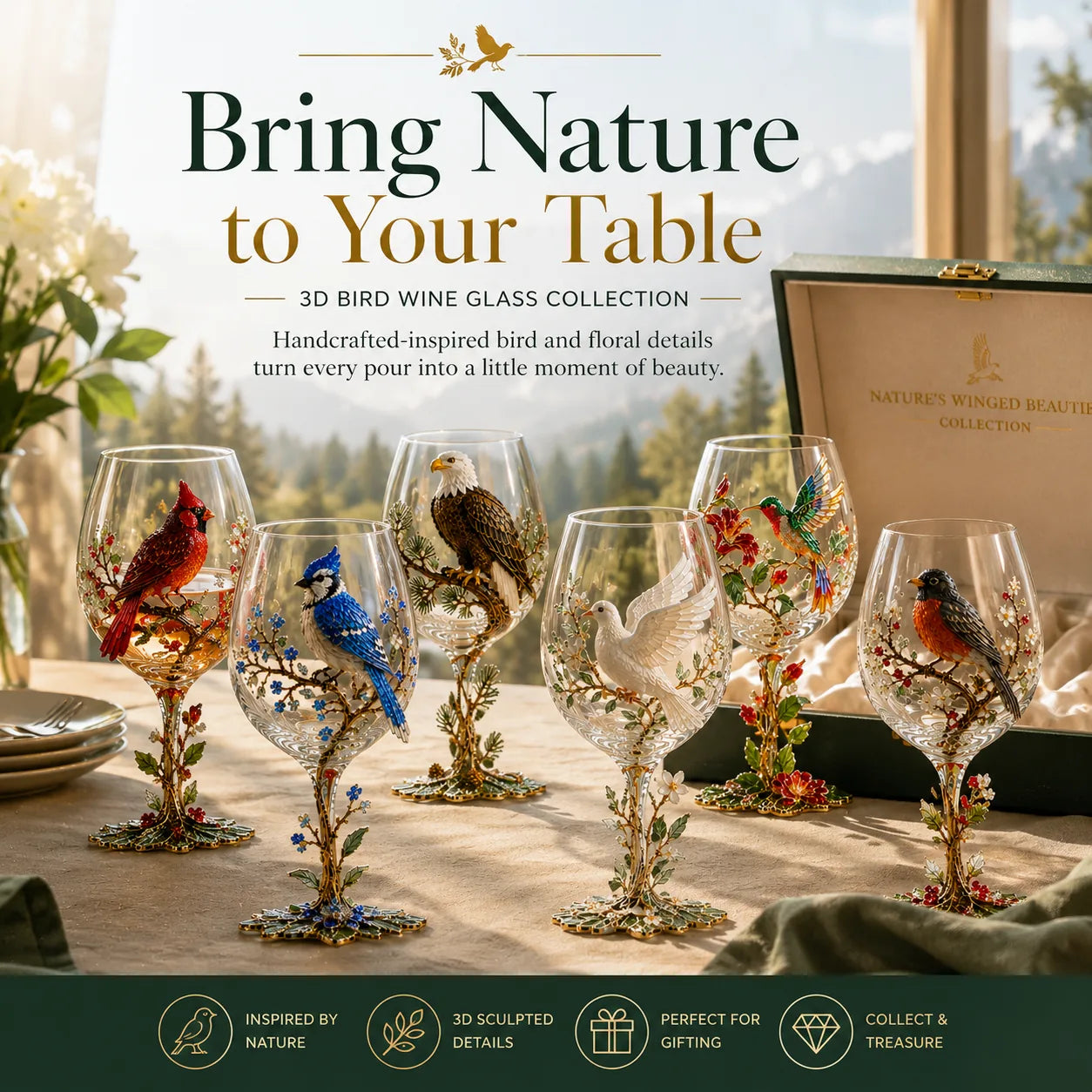 3D Bird Stemmed Wine Glass – 6 Designs – product image 6