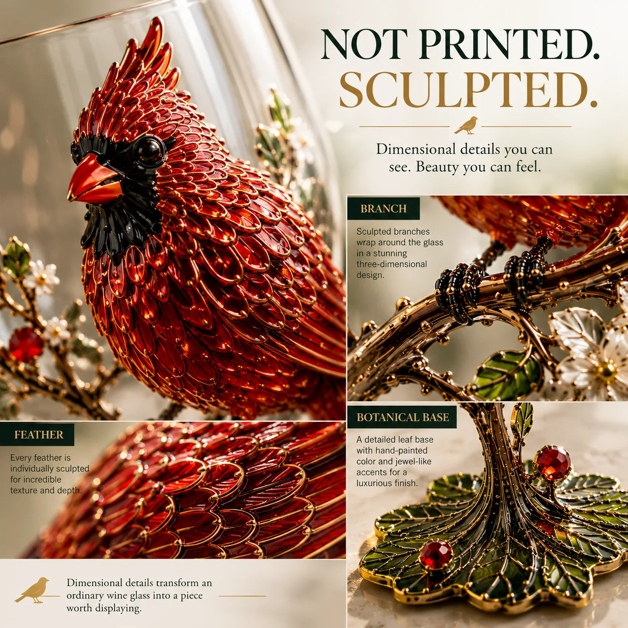 3D Bird Stemmed Wine Glass – 6 Designs – product image 7