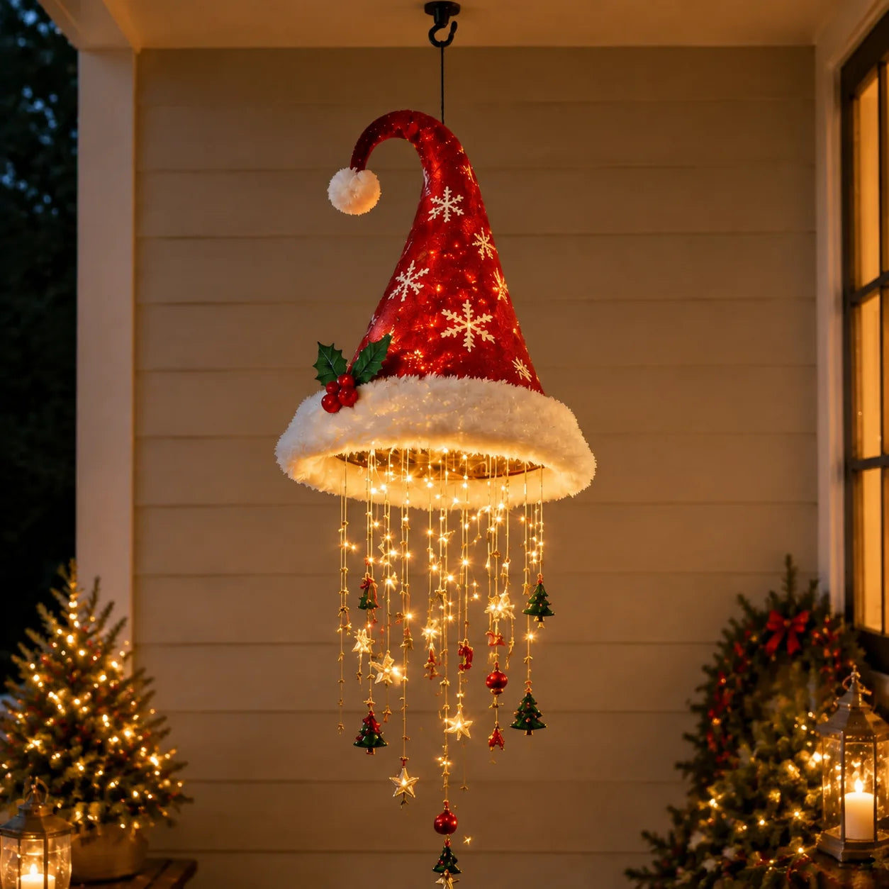 Lighted Santa Hat Hanging Chandelier – 3 Designs – product image 5