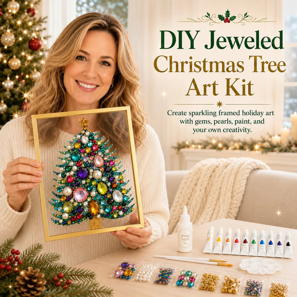 DIY Jeweled Christmas Art Frame Kit – 8 Designs – product image 1