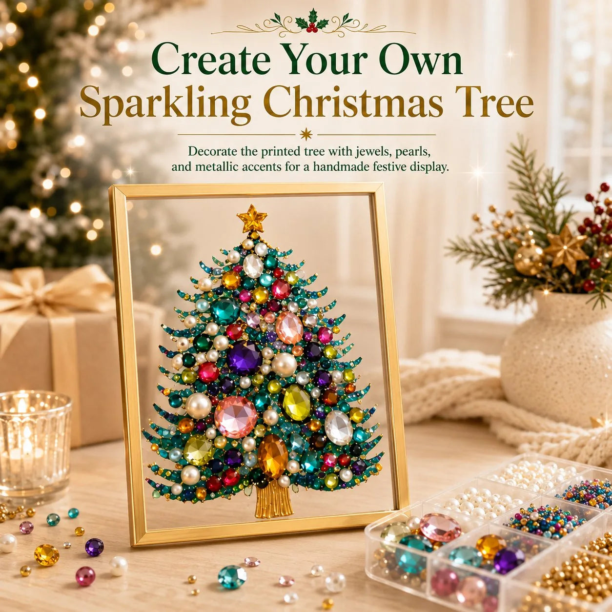 DIY Jeweled Christmas Art Frame Kit – 8 Designs – product image 2