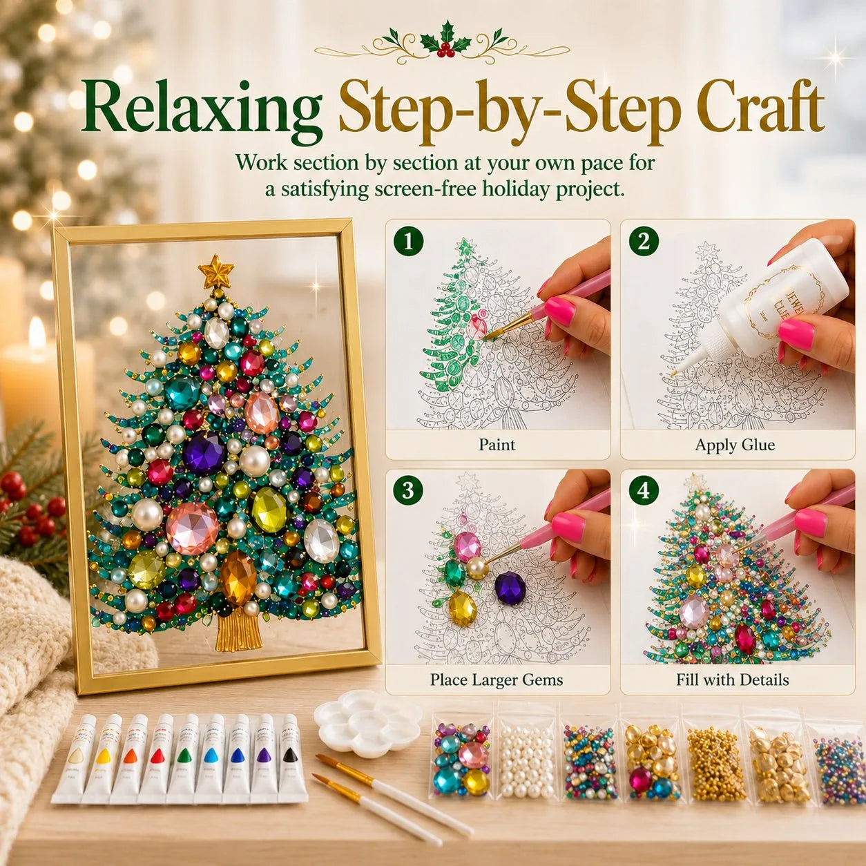 DIY Jeweled Christmas Art Frame Kit – 8 Designs – product image 6